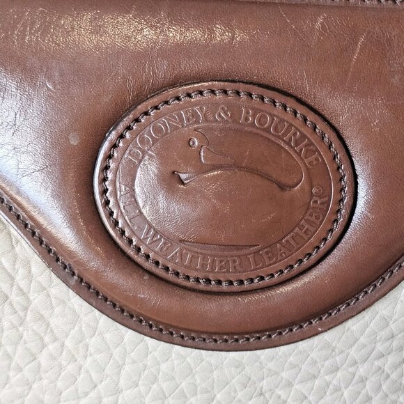 VTG Dooney & Bourke SATCHEL All Weather Leather Pebble creme BONE Broke Zipper - Picture 12 of 15